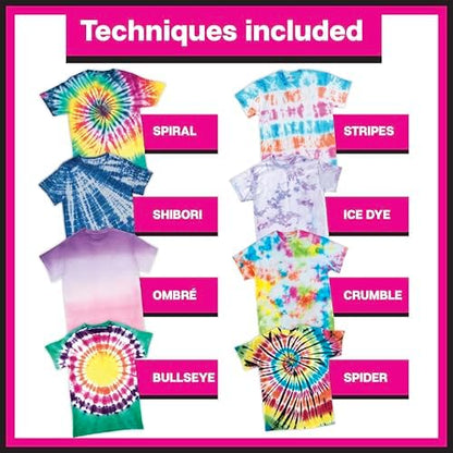 Tulip One-Step Tie Dye Kit, Large Group Activity, Gift, 14 Vibrant Colors, Permanent Fabric Dye, Easy Clean-up, 18 Prefilled Full-Size Bottles and Tools - Image 6