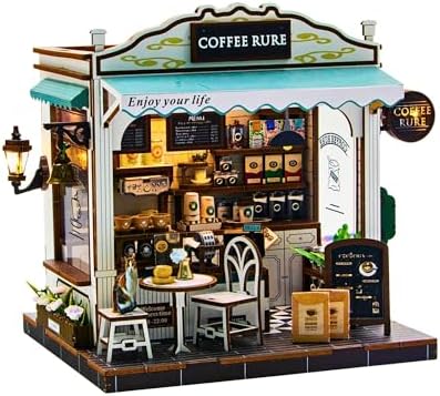 DIY Miniature House Kit, Dollhouse Diorama with LED Lights - Cafe Rure by Soothee