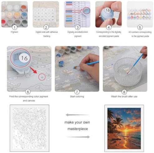Bozfoxa Paint by Numbers Kit for Adults Beginner Tropical Sunset Art - Image 3