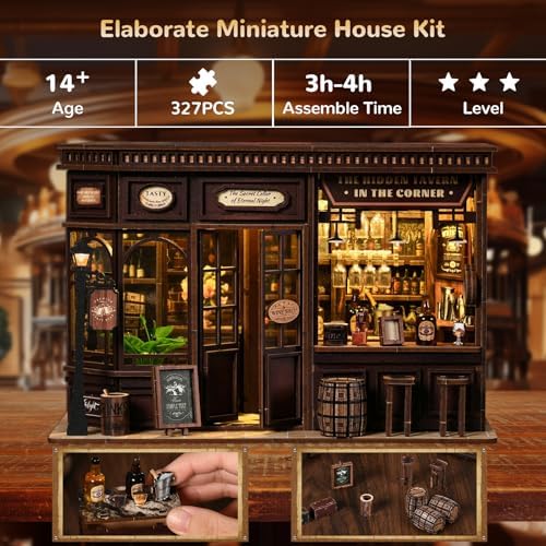 Book Nooks for Adults, DIY Miniature Dollhouse Book Nook Kit-Corner Bistro - Image 3