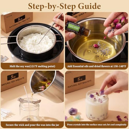 SACATR 5LB Soy Wax Candle Making Kit,Natural 100% Soy Wax for Candle Making - Image 4