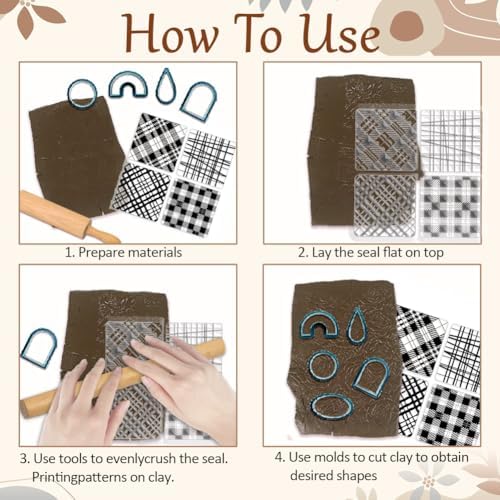 CHGCRAFT 4 Pcs 4 Styles Wood Print Polymer Clay Texture Sheets, 5.5x5.5inch - Image 4