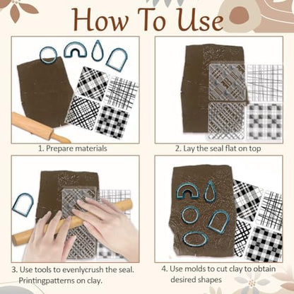 CHGCRAFT 4 Pcs 4 Styles Wood Print Polymer Clay Texture Sheets, 5.5x5.5inch - Image 4