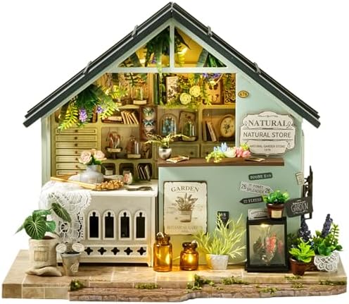 Spilay DIY Miniature Dollhouse Kit with Wooden Furniture,DIY Dollhouse Kit,1:24 Scale Creative Room for Romantic Valentine's Gift (Plants Studio) by SpilayDIYDollhouseMiniature
