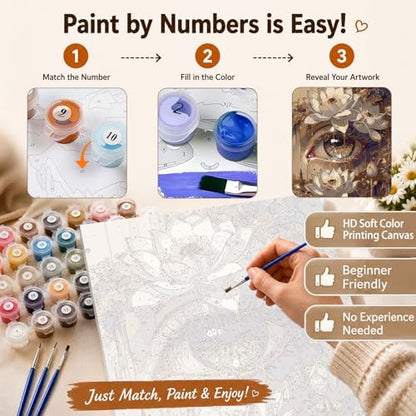 AUKELHJ Paint by Numbers Kit for Adults Beginner, Eye, 16X20 Inch - Image 5