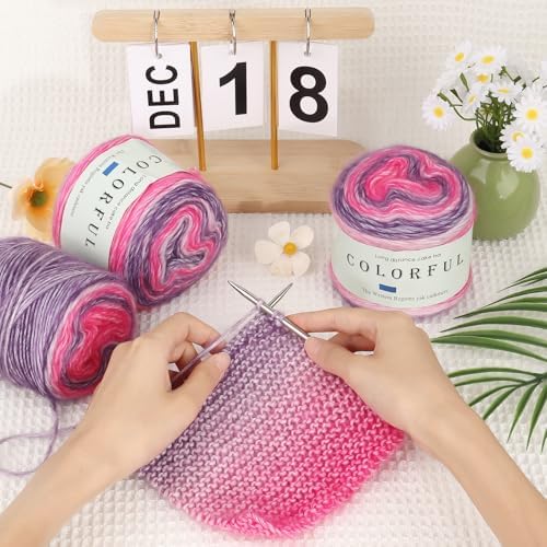 Aeelike Cake Yarn for Crocheting, Soft Ombre Crochet Yarn, Lotus Purple - Image 2