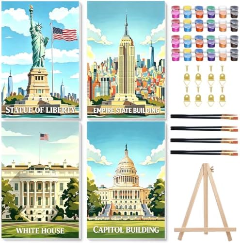 City Paint by Number for Adults, Paint by Numbers Kit for Adults 8x12 Inch by hkejoi