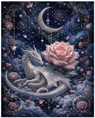 Bozfoxa Paint by Numbers Kit for Adults Beginner Silver Rose Dragon by Unknown