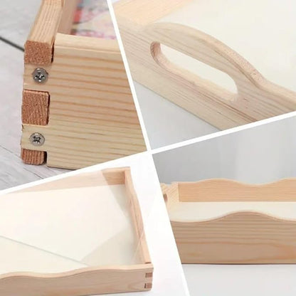 DoxQcs DIY Diamond Art Wooden Food Tray with Handle Diamond Painted Table Decoration Tray for Breakfast Bar Dinner Table Diamonds Art Painting for Beginners-Shell