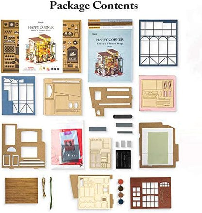 Rolife DIY Miniature Doll House Kit with Furniture for Children Adult Wooden Kits Toy (Emily's Flower Shop) - Image 5