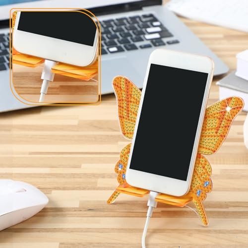 Saillong 6 Pcs Butterfly Diamond Art Phone Stand, Full Drill Crystal - Image 5