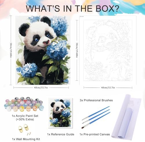Natuyalo Panda Paint by Numbers Kit for Adults Beginner, Animals Adult Paint by Number Kits on Canvas, Easy Canvas Paint by Numbers for Adults for Home Wall Decor 16x20 inch - Image 5