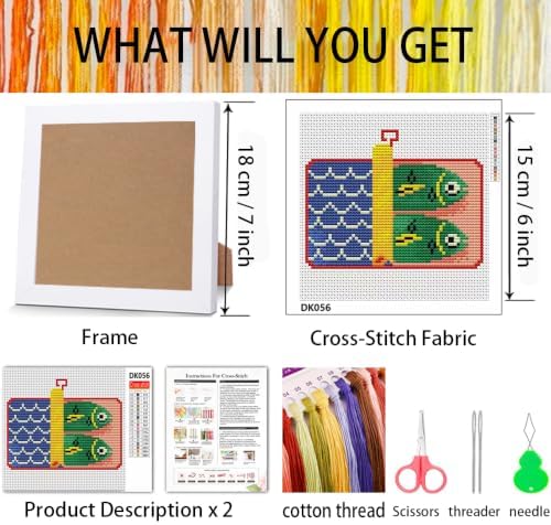 Canned Fish Stamped Cross Stitch Kits for Adults Beginners with Frame - Image 3