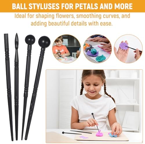 32Pcs Clay Sculpting Tools, Polymer Clay Art Tool Set Cake Decorating Hand Tools, DIY Plastic Pottery Tool Kit for Embossing Fondant Crafts - Image 4