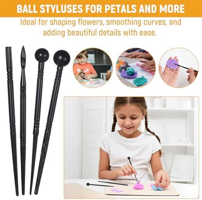 32Pcs Clay Sculpting Tools, Polymer Clay Art Tool Set Cake Decorating Hand Tools, DIY Plastic Pottery Tool Kit for Embossing Fondant Crafts - Image 4