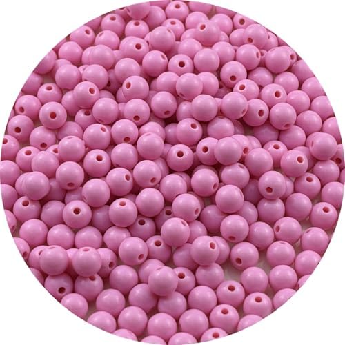 300pcs Acrylic Round Beads for Crafts 8mm Resin Candy Color Spacer Beads with Hole for Jewelry Making Sewing Crafts Decoration Necklaces Bracelets Earrings Supplies(Pink) by Unknown