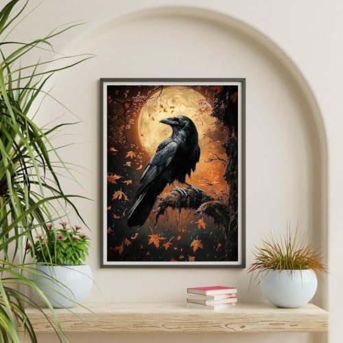 Fall Crow Paint by Numbers Kit for Adults Framed Canvas, Frameworkless - Image 6