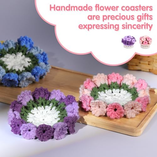 Iuuidu Crochet Kit for Beginners-4PCS Coaster Pot Crochet Flower Kit - Image 4