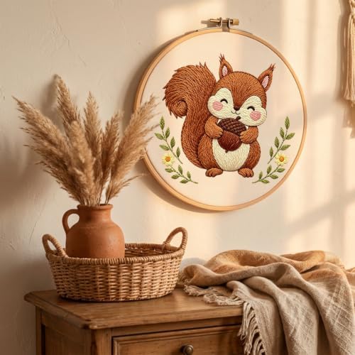 Nuberlic Embroidery Kit for Beginners Stamped Squirrel Needlepoint - Image 6