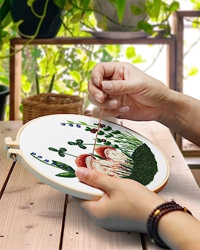 Embroidery Kit for Adult, 5 Sets Mushroom Embroidery Kit for Beginners - Image 4