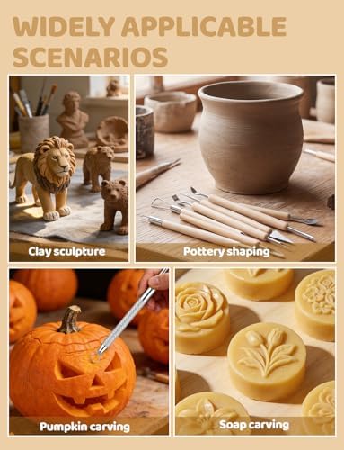 14Pcs Clay Sculpting Tools Kit, Ceramic Clay Ball Stylus Dot Painting Tools, Air Dry Clay Tools Set for Carving, Dotting, Embossing, Shaping, Molding, Pottery Crafts, Nail Art, Rhinestone, Rock - Image 7