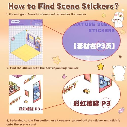 ASTARON 20Sets DIY 3D Sticker Scene Book, Make Your Own Shop House Room - Image 5