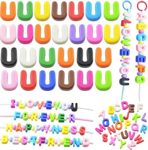 Large Letter Beads 26 Pcs 20mm 3D Paracord Beads Acrylic Colorful Bubble Big Alphabet Bead 6mm Large Hole Chunky Letter Bead for Keychains Purse Bag Charm Kit Backpack (26, Large Letter Beads U) by KJMLDIY