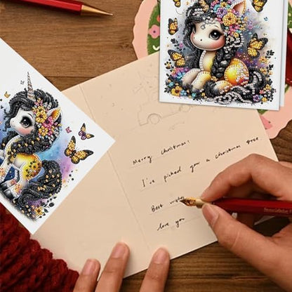 TDFERAN 6 Packs DIY Diamond Art Cards Unicorn Diamond Painting Cards Holiday Making Kit Diamond Art Card with Envelopes Diamant Painting Greeting Card for Holiday Birthday Thanksgiving Day - Image 5