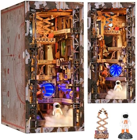 MiniCity Aerospace Foundry Book Nook Kit, DIY 3D Bookshelf Insert with LED by MiniCity