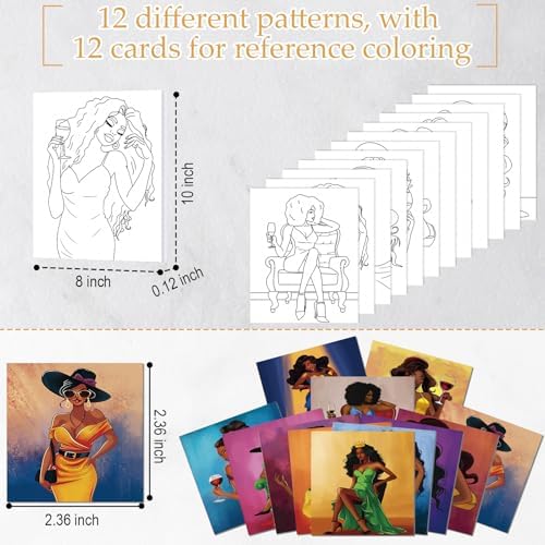 Ctosree 12 Sets Pre Drawn Canvas Kit for Painting,Gorgeous Lady,8 x 10 in - Image 3