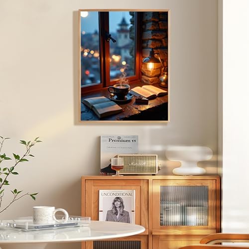 Fountor Window View Paint by Numbers Kit for Adults Beginner, Coffee Adult Paint by Number Kits on Canvas Without Frame, Acrylic Painting by Numbers for Home Decor Gift 16” W x 20”L - Image 2
