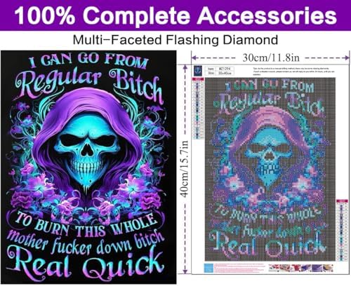 Diamond Art Kits for Adults, Skull Diamond Art Painting Kits for Adults - Image 4