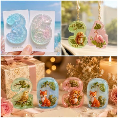 3D Woodland Animal Number Resin Molds Set, 0-9 Creature Silicone Mold - Image 7