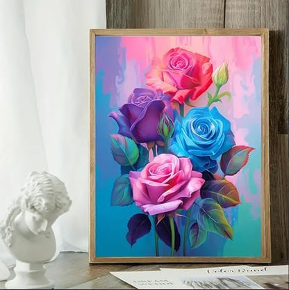 MaiMMaledy Paint by Numbers Kit for Adults Beginners Canvas Pictures with Framed Drawing Painting Acrylic Pigment with Wooden Triangle Easel Rose 8Wx12L inch - Image 3