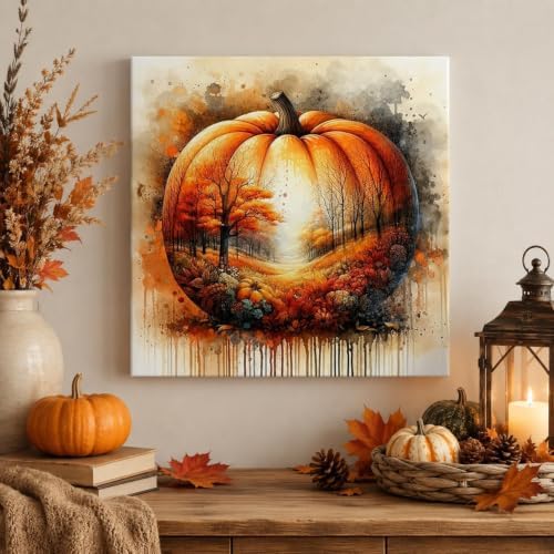 Fall Paint by Numbers Kit for Adults,Pumpkin Paint by Number With Frame - Image 2