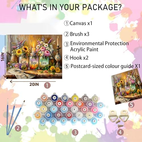 Faith Hope Love Wishing Bottle Paint by Numbers Kit for Adults 16x20 inch - Image 2