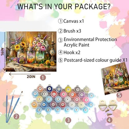 Faith Hope Love Wishing Bottle Paint by Numbers Kit for Adults 16x20 inch - Image 2