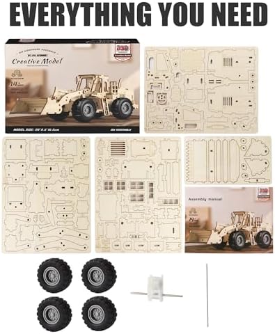 3D Wooden Puzzles Bulldozer Model Car Kits for Adults to Build - Image 6