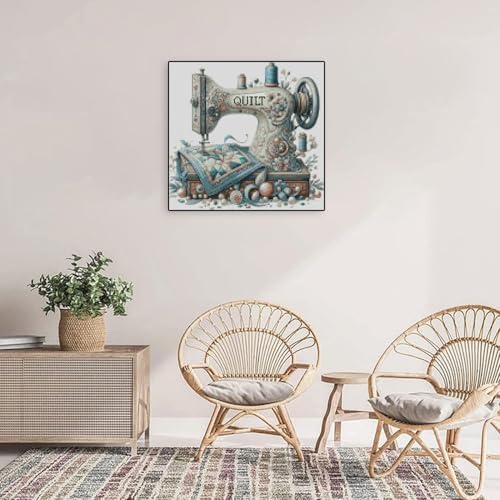 Sewing Machine Stamped Cross Stitch Kits - Vintage Sewing Machine Counted Cross Stitch Kits for Adults, Needlepoint Cross-Stitch Patterns Dimensions Needlecrafts Embroidery Kits 13.7x13.7 Inches - Image 4