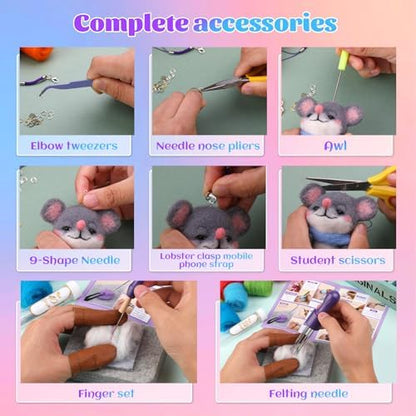 Mayboos Needle Felting Kit, 50 Colors Wool Roving Set with 2 Storage Bags - Image 5