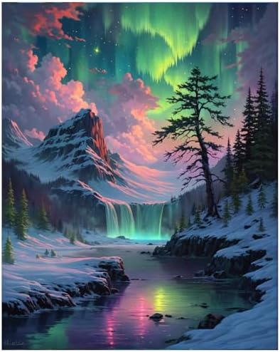 Lovepefe Snow Mountain Paint By Numbers Kit for Adults Beginner Waterfall Adult Paint By Number Kits On Canvas Mountain Oil Painting Kit for Adults Kits for Gift Home Wall Decor 16x20 Inch by Unknown