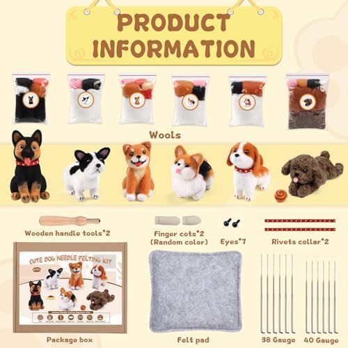 Mayboos 6 Pcs Needle Felting Kit, Felting Kits for Beginners (Cute Dog) - Image 2
