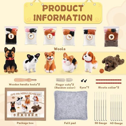 Mayboos 6 Pcs Needle Felting Kit, Felting Kits for Beginners (Cute Dog) - Image 2