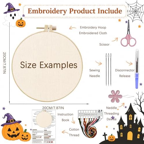 DIYDeligths Christmas Embroidery Kit for Beginners Adults Pre Printed Pattern Hand Needlepoint Craft DIY Art Set with 7.87in Hoop Needle Threads Instructions (Christmas Tree) - Image 6