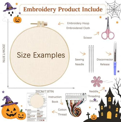 DIYDeligths Christmas Embroidery Kit for Beginners Adults Pre Printed Pattern Hand Needlepoint Craft DIY Art Set with 7.87in Hoop Needle Threads Instructions (Poinsettia) - Image 4