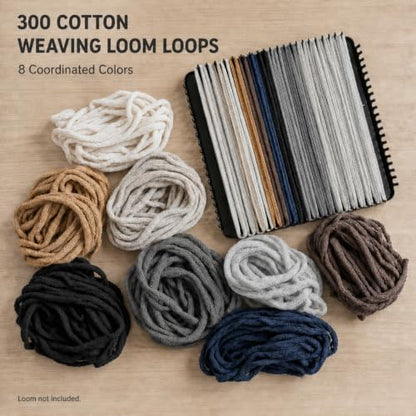 daheypong 300 pcs Cotton Weaving Loops for 7-Inch Loom，8 Neutral Colors - Image 2