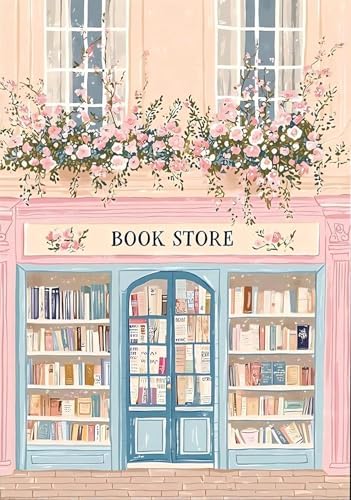 Eiazuiks Stamping Cross Stitch Kit, Bookstore Counting Cross Stitch Kit for Adult Beginners, Full Line DIY Stitching Kit for Home Decor Cross Stitch Patterns 12x16 inches by Eiazuiks