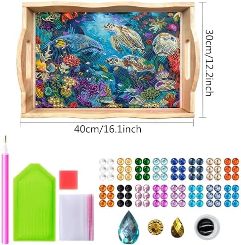 DOTSOPS 5D Landscape Diamond Art Painting Wooden Serving Trays with Handles - Image 2