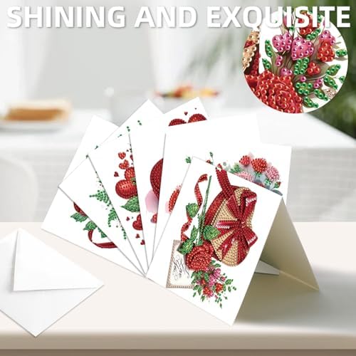 12pcs Diamond Art Painting Cards Valentine's Day Heart Rose Kit - Image 6