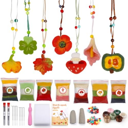 OEHPICC Needle Felting Kit, 7 Pcs Flower Bookmark Felting Kit for Adults by OEHPICC